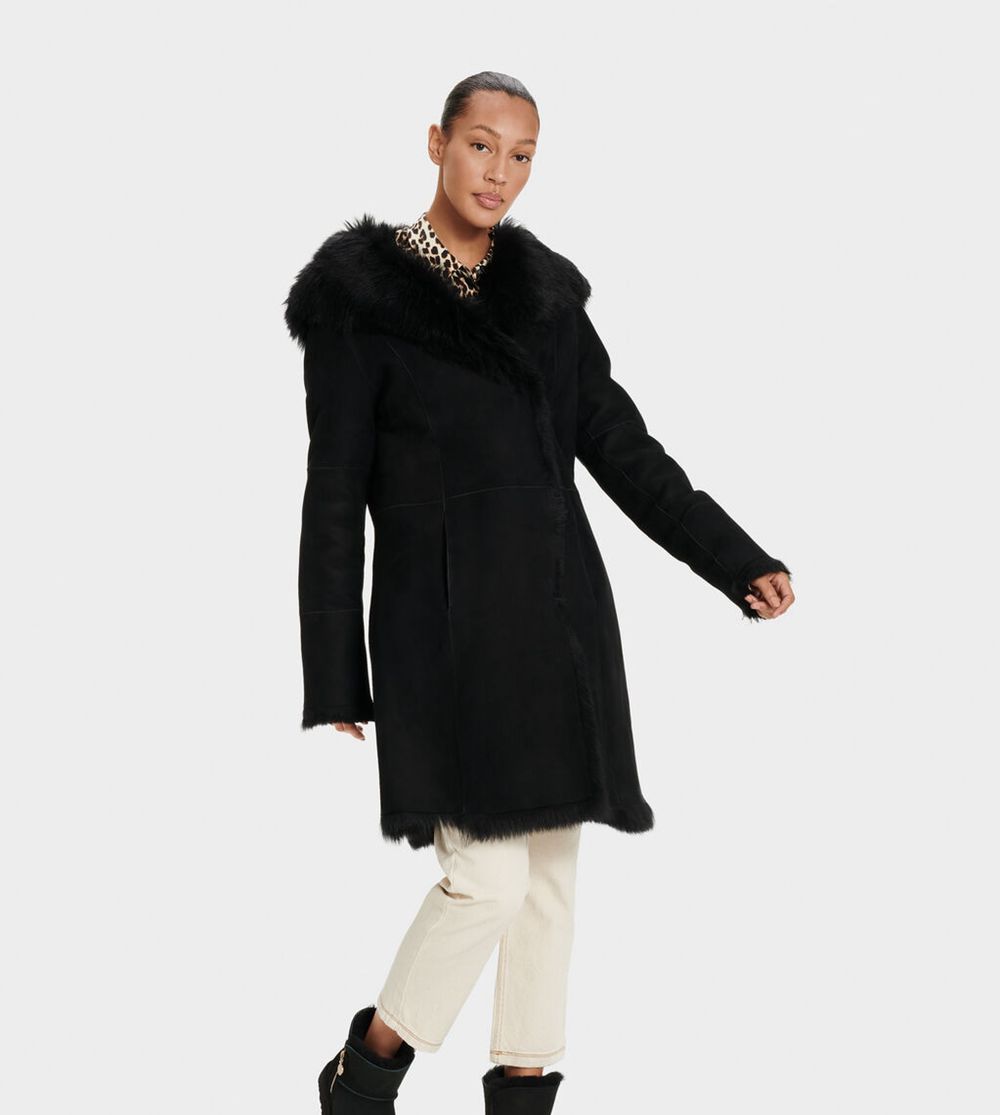 Ugg Toscana Shearling - Womens Coats - Black - NZ (9347QIWKD)